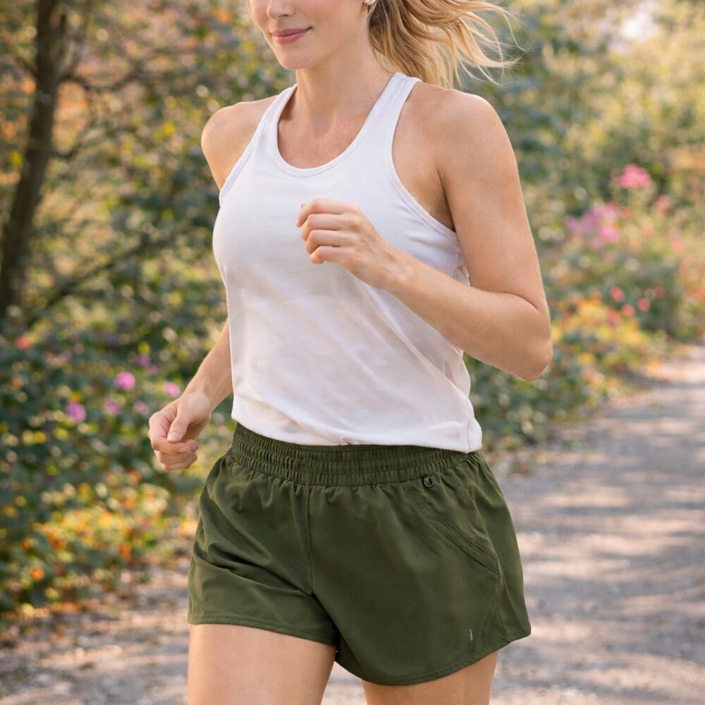 All In Motion Olive Green Running Shorts Womens Small 3" Quick Dry Athletic NWT